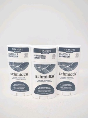 3x Schmidt's Natural Deodorant Stick 2.65oz CHARCOAL + MAGNESIUM 75g New