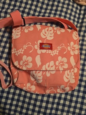  Rare Dickies Yak Pak Pink Flower Messenger Bag - Hawaiian Hibiscus Print