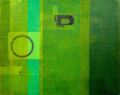 Original Art. Acrylic & Collage on 12x15 inch Wood Panel. 'Stochastic Process'.