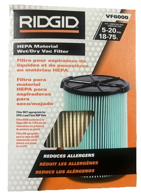 #ad Ridgid 97457 VF6000 Washable 5 Layer HEPA 5 20 Gal Media Allergen Filter $34.99