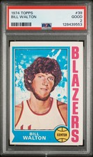 1974Topps Basketball Card #39 Bill Walton HOF RC Trailblazers PSA 2 Good