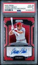 2025 PANINI PRIZM LEGEND SIGNATURES RED PRIZM #LS-JB JOHNNY BENCH 18/99 PSA 10
