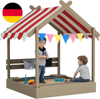Outsunny Sandkasten Mit Dach, Sandkiste Aus Holz Mit Sitzplatz, Spielhaus, 124 X