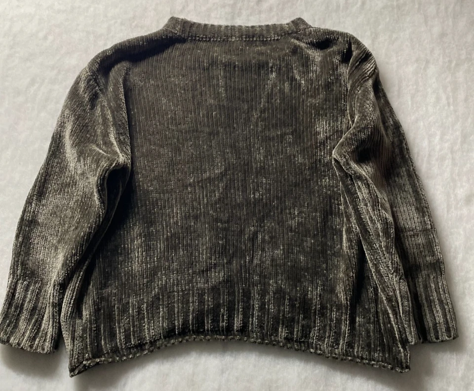 Max Studio Womans Dark Moss Carpet Velour Supply Cozy Pullover Sweater Size XL - Image 2 of 4