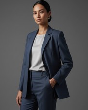 Tahari Blazer Womens 6 Gray Wool Blend Made in USA Notch Lapel 3-Button Lined