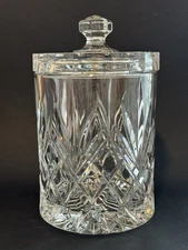 Vintage Bohemia Brilliant Cut Crystal Biscuit Barrel W/Lid