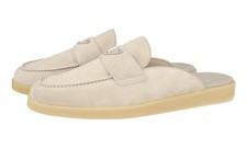 PRADA Suede Mules Slipper Sandals Loafer - 2OG125 - Beige - NEW - US 10 EU 43