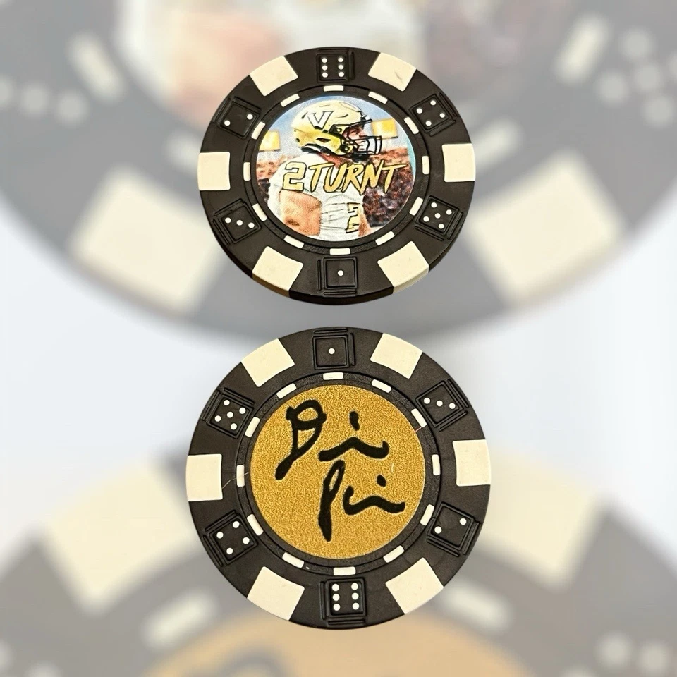 DIEGO PAVIA 2 TURNT VANDY COMMODORES FÚTBOL QB *FIRMADO (2) FICHAS DE PÓQUER RECUERDO Foto 2 de 3