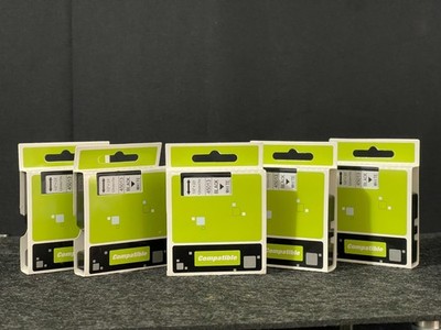 Dymo D1 Label 45013 1/2''X 23' (12mm x 7m) Tape Black on White Label 5 Cartridges