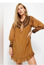 Free People Erin Embroidered Long Sleeve Mini Dress M