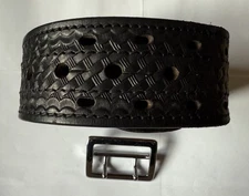 Dutyman Size 42 Full Grain Leather Duty Belt  Black Basketweave With Buckle