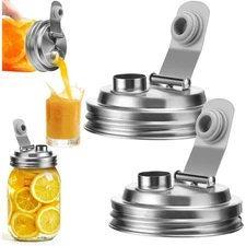 Amazon Mason Jar Pour Spout Stainless Steel Wide Mouth Spout Flip Cap Lids Set 2
