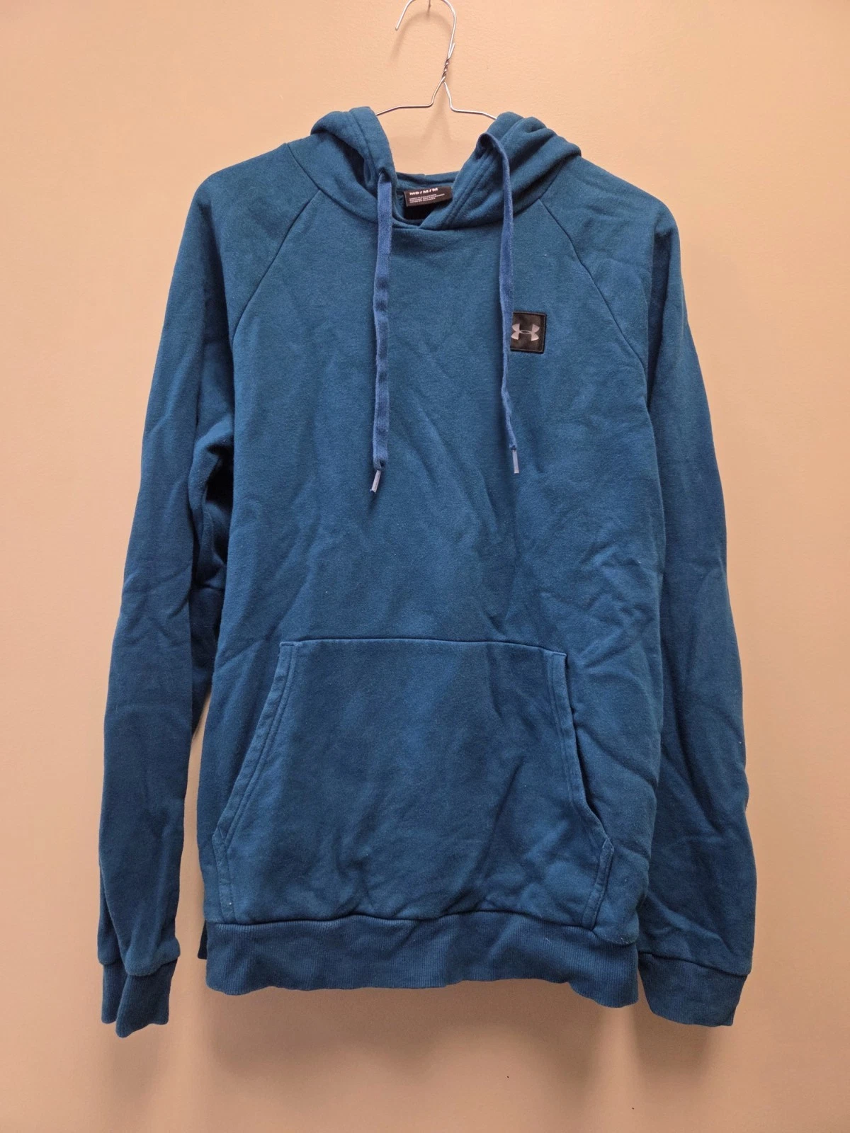 Under Armour Hoodie Mens Blue Rival Fleece Sweatshirt Drawstring Size M