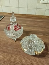 Zwei Vintage Retro Kristallschalen mit Deckel