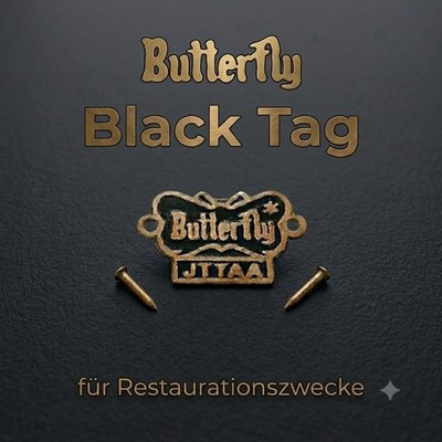Butterfly Black Tag Metall Emblem Plakette JTTAA Tischtennis Holz