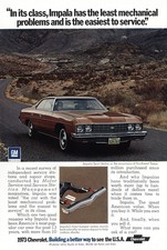 1973 Chevrolet Impala Least Mechanical Problems Vintage Print Ad