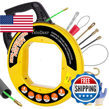Yelodeer Fish Tape Wire Puller 100 FT x 4.5 mm with Gloves and 7 Adapters, PET W