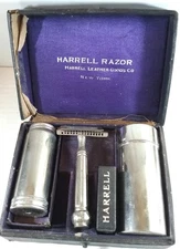 HARRELL's Rib Back Safety Razor Set Complete Uncommon Brand