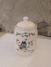 International China Co Stoneware 7.5" Medium Canister With Lid Heartland Pattern