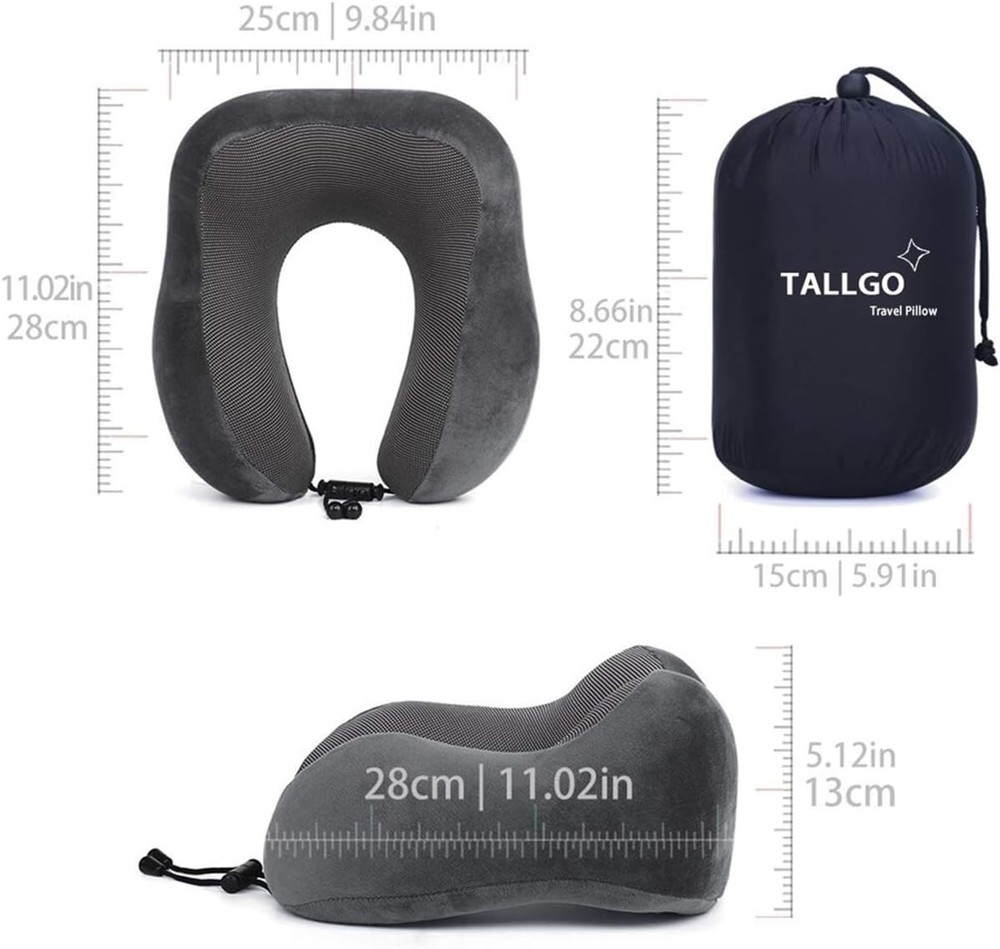 Memory Foam Travel Neck Pillow for Head Support and Comfort