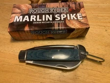 Rough Ryder Blue Denim Micarta Marlin Spike Folder 5" Pocket Knife RR2643
