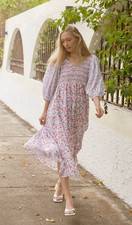 LOVESHACKFANCY Analia Cotton Voile Long Dress Size XS