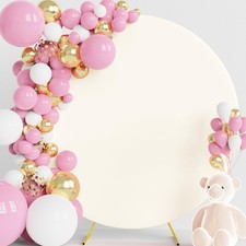 Wokceer 6.6FT Round Backdrop Cover Ivory Round Arch Covers Backdrop