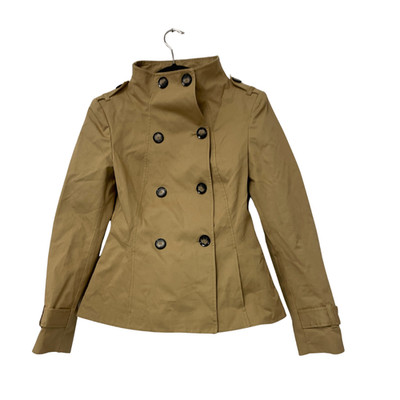 Zara Womens Double Breasted Trench Coat XS Light Brown High Neck 2010/710 NWT