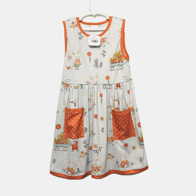 NWT Boutique Girls Bunny Easter Dress Size 8-10 Garden Polka Dot Pockets