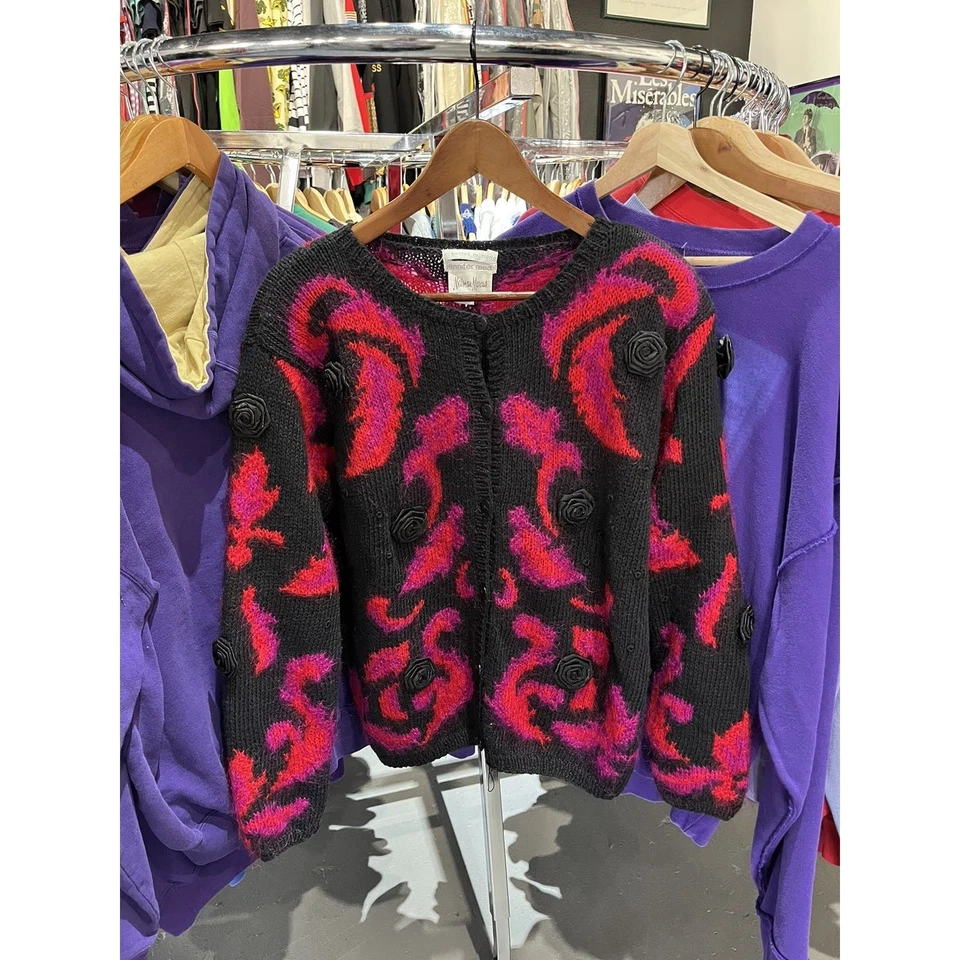 Cárdigan de cachemira tejido a mano vintage Neiman Marcus suéter de algodón Ramie grande Foto 2 de 4