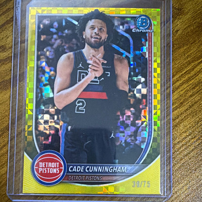 Topps 2025 Bowman Chrome Veterans Cade Cunningham Gold Mojo /75 #BCV-74