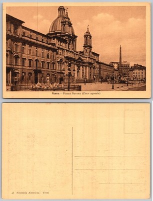 Roma Piazza Navona Sant Agnese Obelisk Italy Postcard