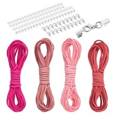 4 Pcs Faux Leather Cord for Art Craft, Peach Pink/Pink/Red/Rose Red