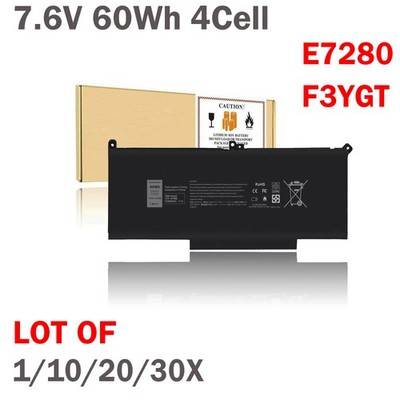  LOT 1-30x F3YGT Battery For Dell Latitude 12 13 14 E7280 E7480 7480 7490 DM3WC