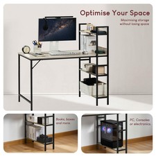 Computer Desk With 3 Shelves Home Office Desk PC Laptop Table Workstation