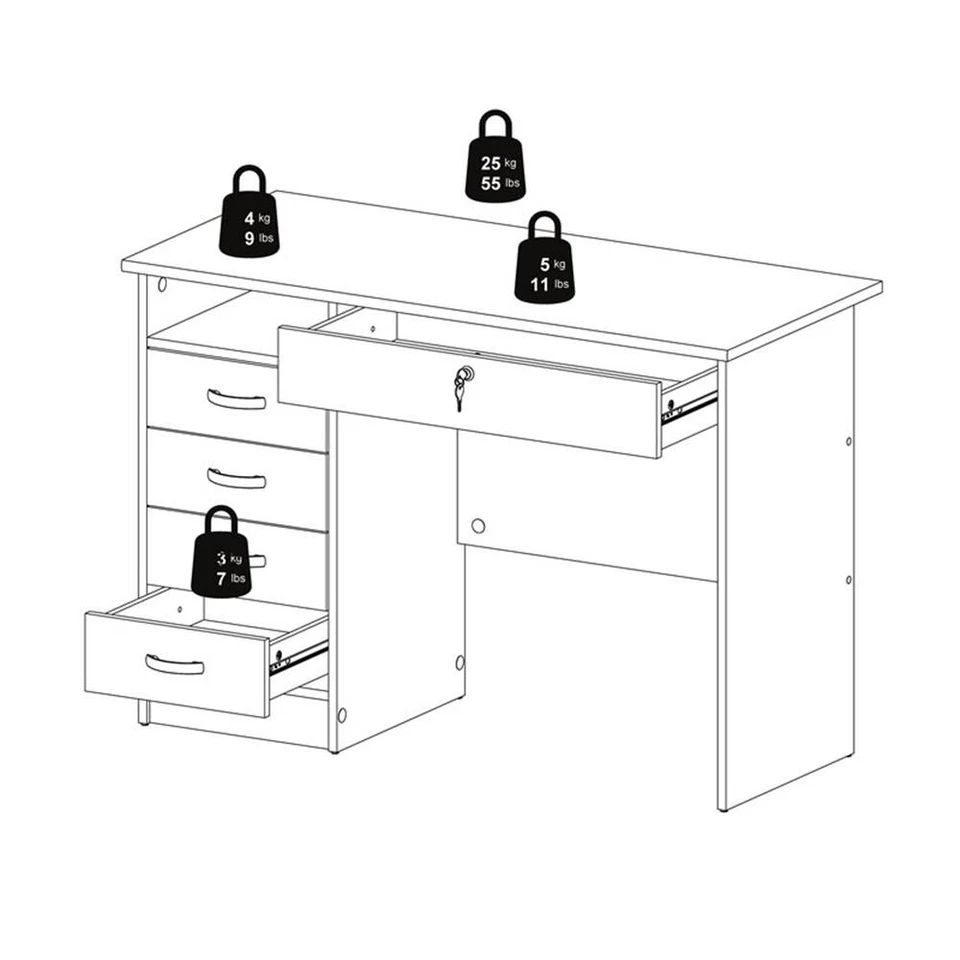 Tvilum Walden Desk with 5 Drawers in Oak Structure - Image 4 of 4