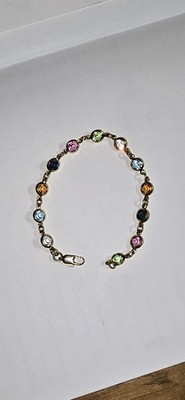 ross simons Vermeil Gold Sterling Silver Multiple Gemstone Design Bracelet 6in L