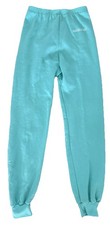 VINTAGE ADIDAS 80s Turquoise White Sweatpants Big Trefoil Logo Slim Fit XS SM