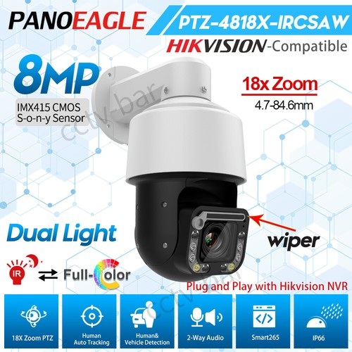 Hikvision Compatible ColorVu IR 4K 18XZoom PTZ Camera POE 2-Way Audio with Wiper - Bild 2 von 22
