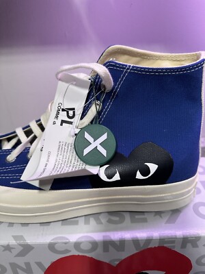 Size 8.5 - Converse Comme des Garcons PLAY Chuck 70 High Blue Quartz