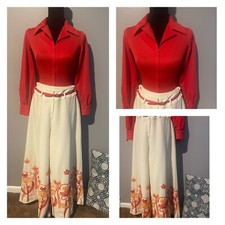 Mel Warshaw Wide Bell bottom Pant Body Suit Embroidered 70 Disco Miss Jane Miami