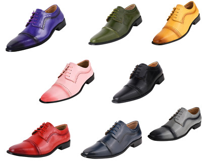 LIBERTYZENO Mens Genuine Leather EEL Print Formal Lace Up Oxford Men Dress Shoes