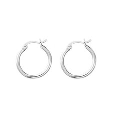 Sterling Silver 2mm Creole Hoop Earrings 18mm
