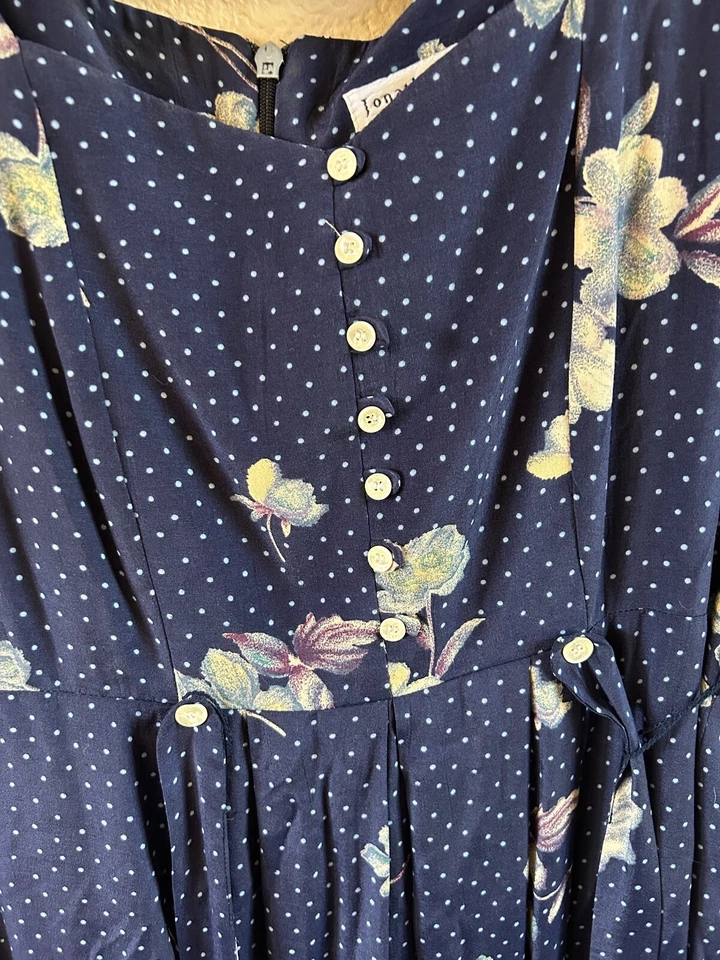 Vestido midi Jonathan Martin vintage años 80 multicolor floral hoja cabaña pradera Foto 4 de 4