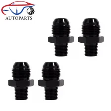 4Pcs 1/8" NPT to 6AN Fitting Male Straight Fittings Adapter Aluminum Black