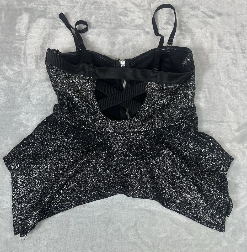 De colección Y2K Butterfly Top Med Negro Metálico Steampunk Bustier Goth Rave Ropa de Club Foto 2 de 4