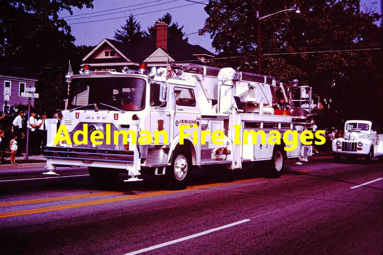 NY181 Fire Apparatus Slide Jericho New York Mack Aerialscope in SEP
