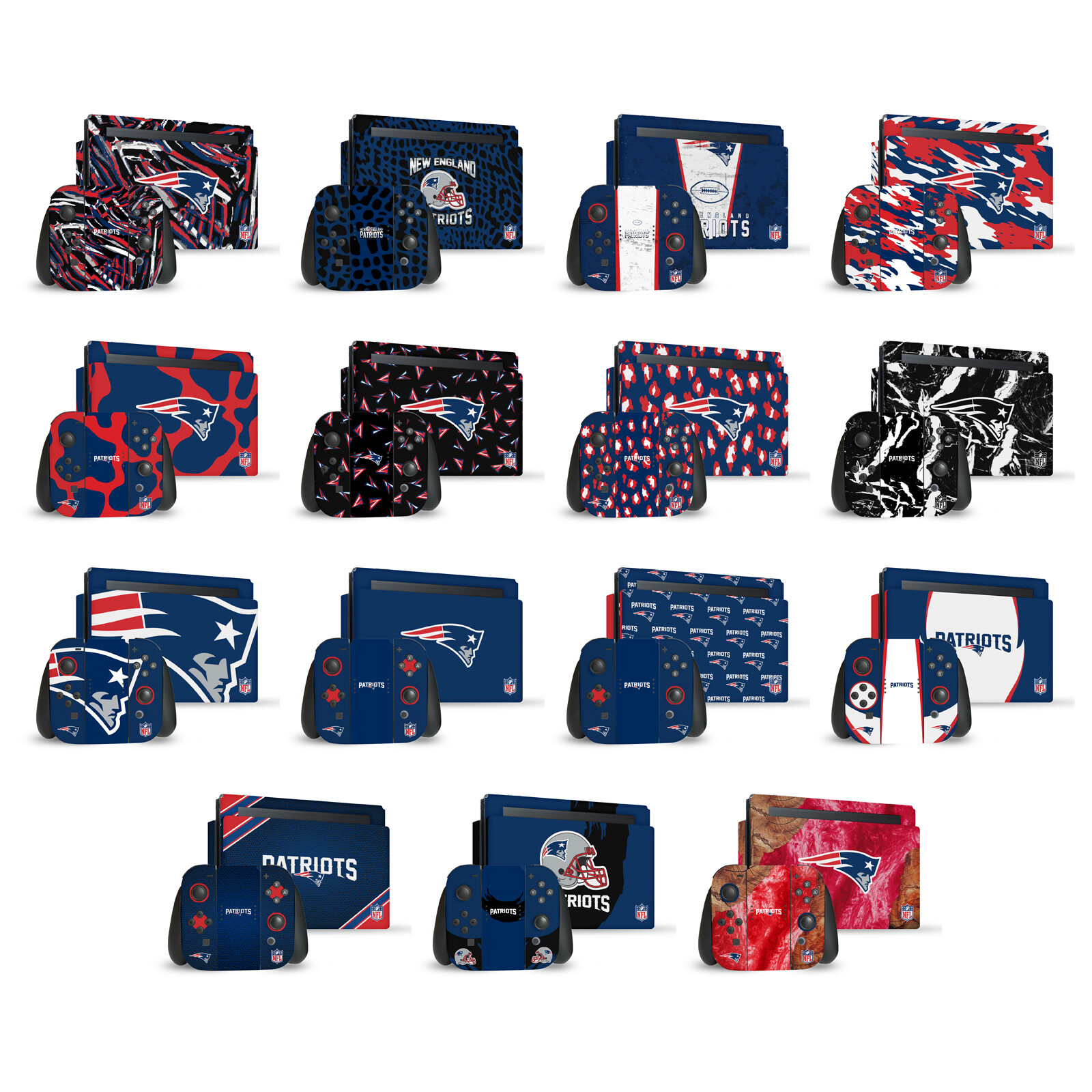 OFFICIAL NFL NEW ENGLAND PATRIOTS VINYL SKIN DECAL FOR NINTENDO SWITCH BUNDLE