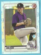2020 Bowman First 1st Edition Baseball Ryan Rolison Sky Blue Foil Refractor