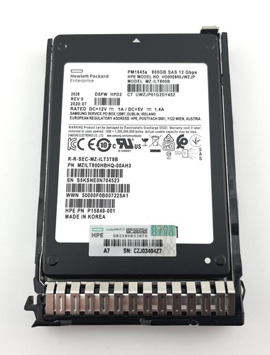 HPE P19913-B21 800GB 12G SAS MU SFF (2.5-inch) SC PM1645A SSD - 3YR Warranty - Afbeelding 6 van 6